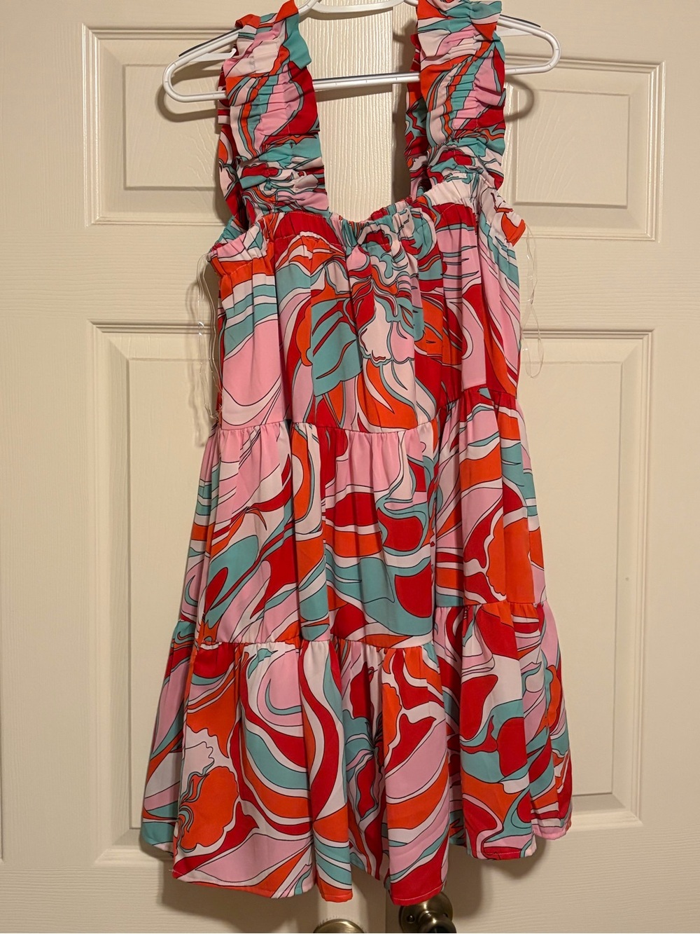 entro Pink Red Teal Swirl Mini Dress